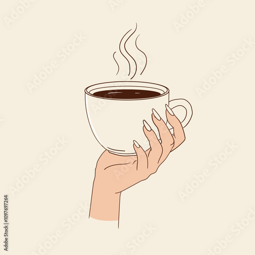 Hand Holding Coffee Cup Vector Design Illustration