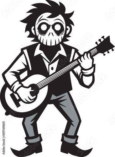 Psycho Hillbilly Killer Outline Graphic Design Art Silhouette Illustration