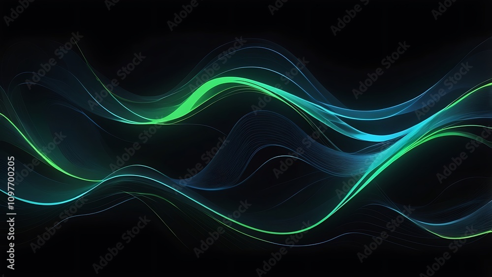 Abstract Green And Blue Wave Lines Design Abstract Green And Blue Wave Lines Design