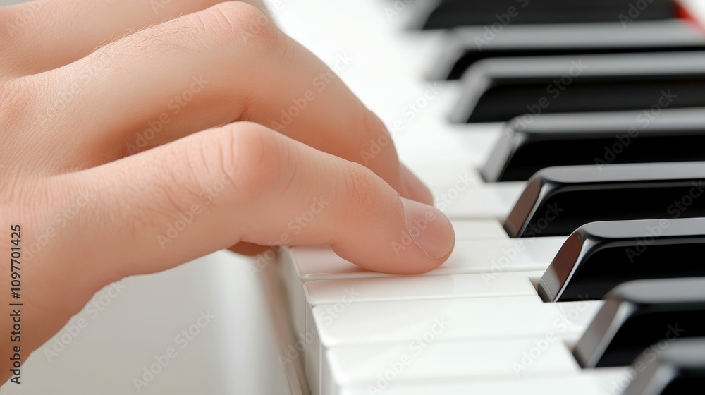 Fototapeta premium A person's hand is playing a piano