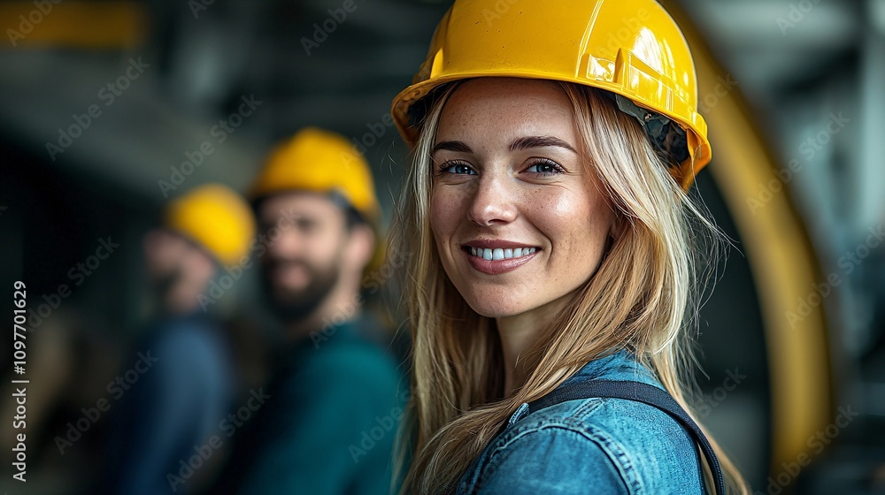 Safety briefing for employees with a focus on proper protocols during workplace emergencies Stock Photo with side copy space Safety briefing for employees with a focus on proper protocols during workplace emergencies Stock Photo with side copy space