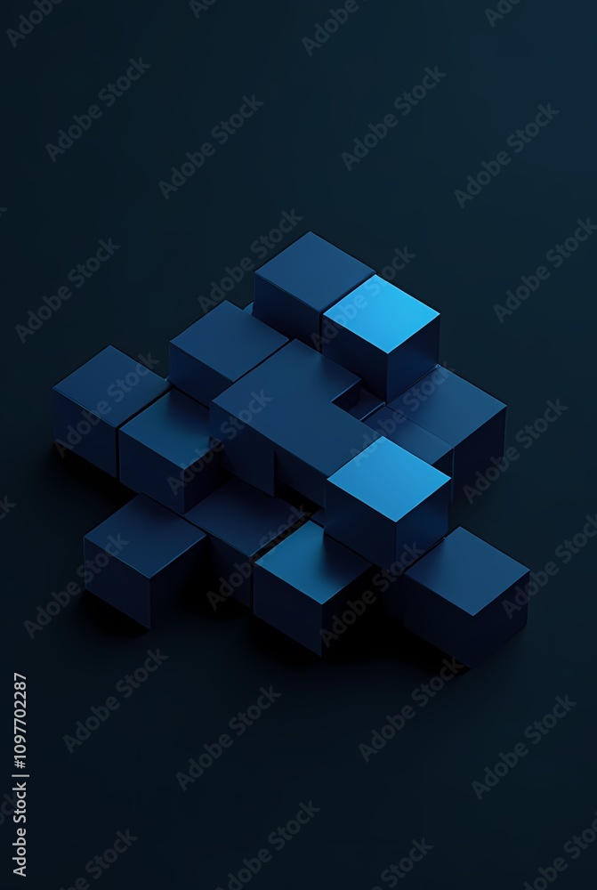 Abstract geometric blocks on black background, 3d rendering Abstract geometric blocks on black background, 3d rendering