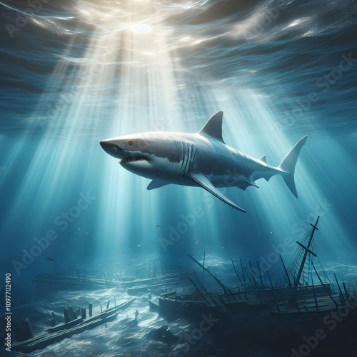 Wallpaper Mural shark in the sea Torontodigital.ca