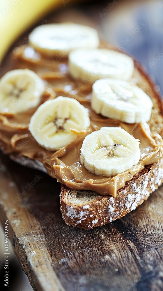 Delicious Whole Grain Bread Topped with Creamy Peanut Butter and Fresh Banana Slices Perfect for a Healthy Breakfast or Snack Option Delicious Whole Grain Bread Topped with Creamy Peanut Butter and Fresh Banana Slices Perfect for a Healthy Breakfast or Snack Option