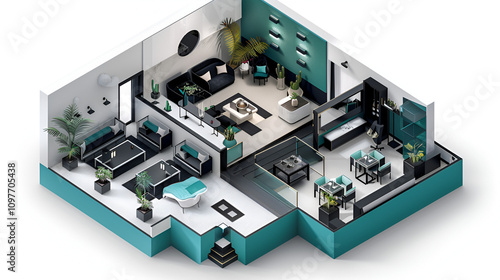 an isometric luxary hotel