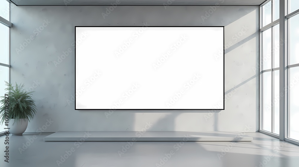 Blank digital display on modern wall Blank digital display on modern wall
