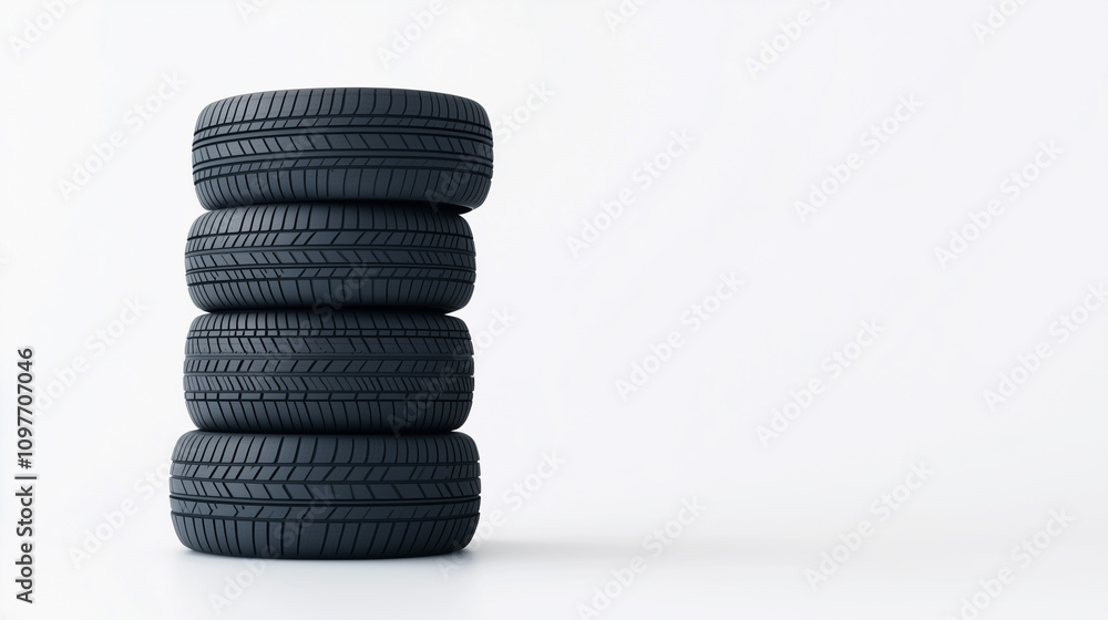 Four black tires stacked on top of each other Four black tires stacked on top of each other