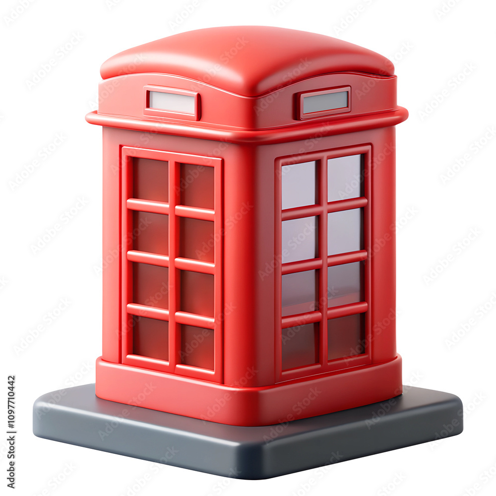 Obraz premium red telephone box 3d icon in cartoon plastic style minimal isolated on transparent white background, clipping path