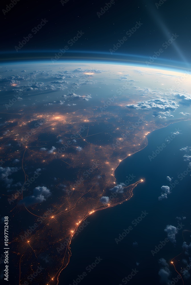 Panoramic view of planet Earth from space Panoramic view of planet Earth from space