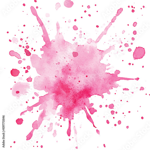 Pink splash watercolor clipart illustration