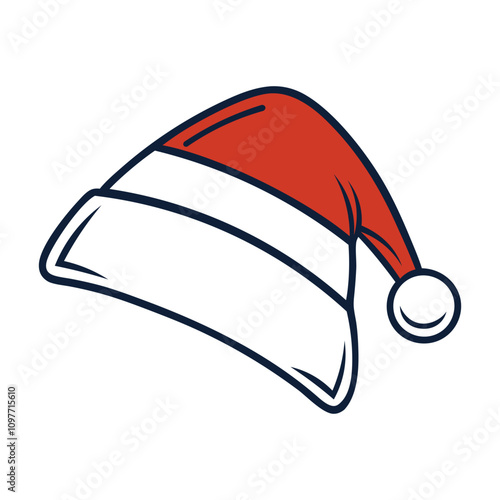 Santa Claus Red Hat vector illustration isolated on white background.