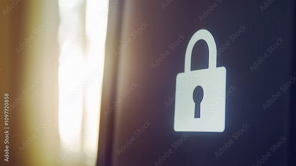 Fototapeta premium Digital Lock Icon on a Computer Screen