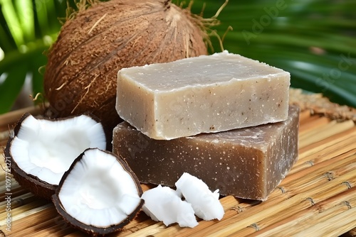 Coconut Soap with Fresh Coconut Halves photo