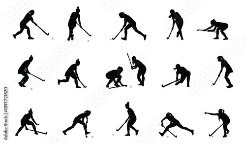 Female field hockey player silhouette