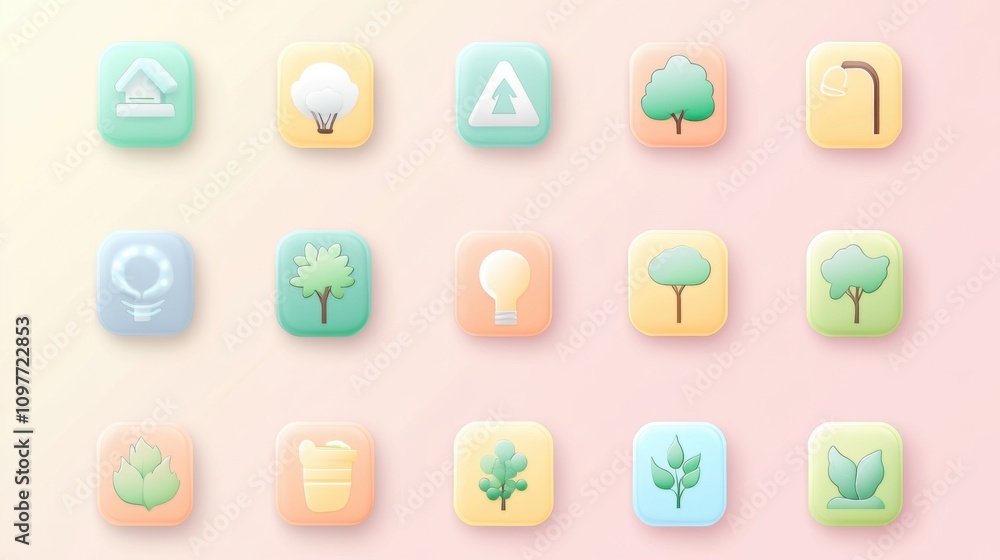Set of icons for nature. Vector illustration in a flat style. Set of icons for nature. Vector illustration in a flat style.