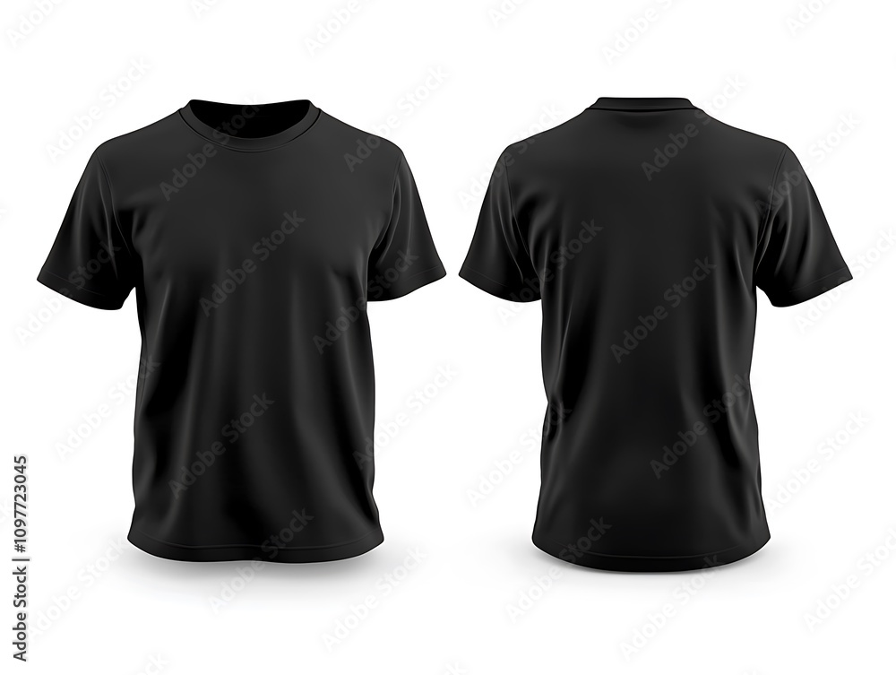 Basic Black T-Shirt Mockup Displaying Front and Back Views Basic Black T-Shirt Mockup Displaying Front and Back Views