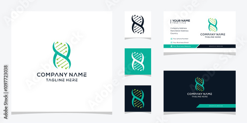 letter H DNA Helix logo design vector template
