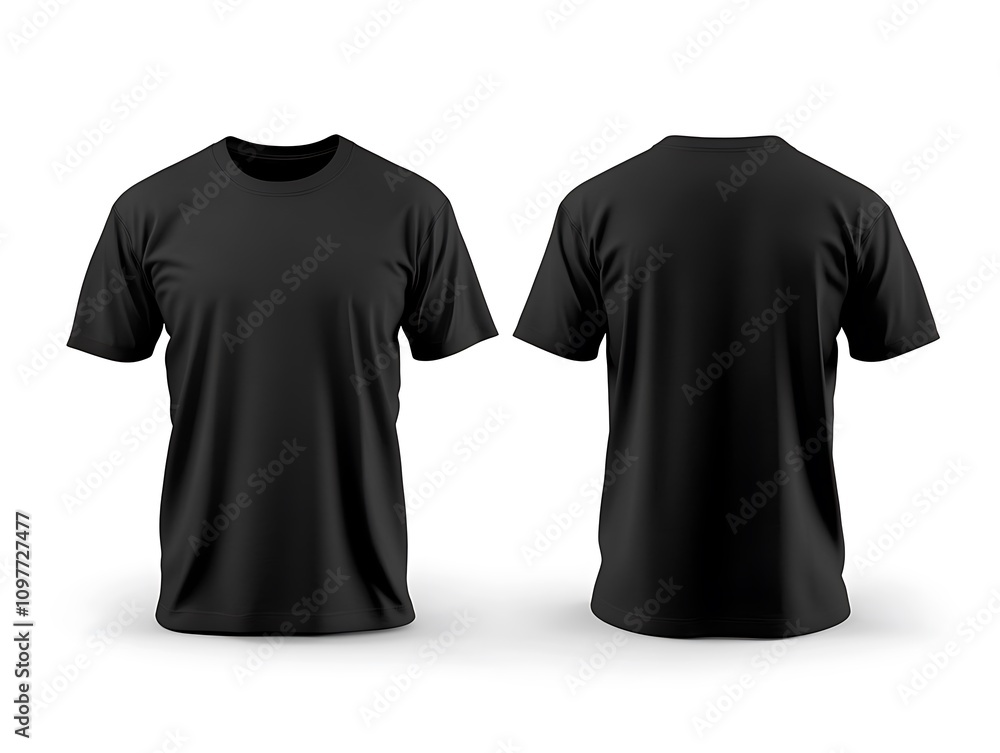 Basic Black T-Shirt Mockup Displaying Front and Back Views Basic Black T-Shirt Mockup Displaying Front and Back Views