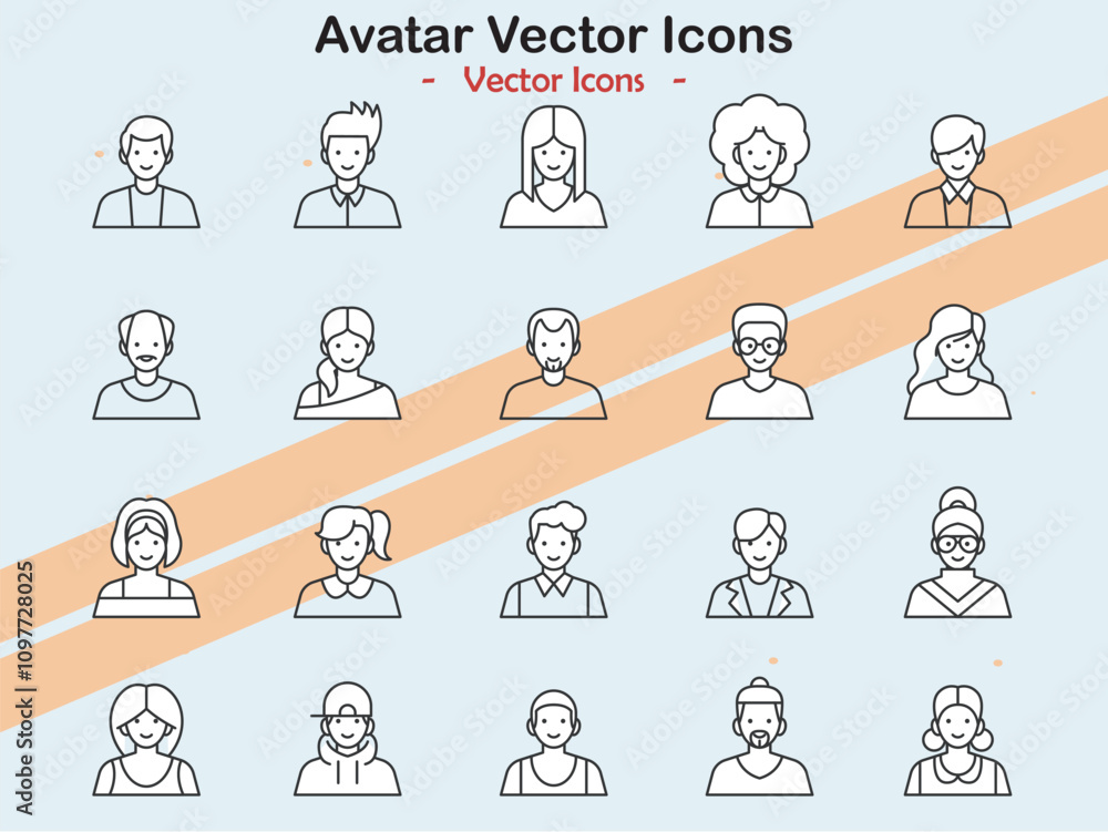 Icons illustrating avatars and profile symbols in vector style Icons illustrating avatars and profile symbols in vector style
