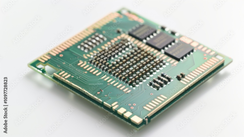 Close-Up of Semiconductor Chip with Intricate Circuitry Close-Up of Semiconductor Chip with Intricate Circuitry