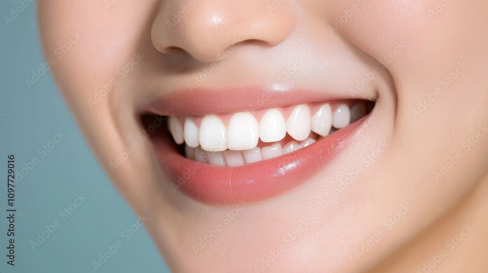 Fototapeta premium Radiant Close-Up of a Smile Showcasing Healthy White Teeth