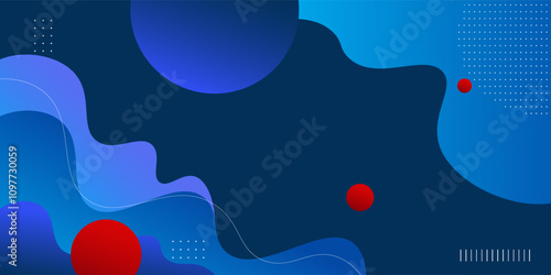 Blue geometric business banner design. Creative banner design with wave shape and blue circle pattern as template. Simple design on horizontal banner. eps10
