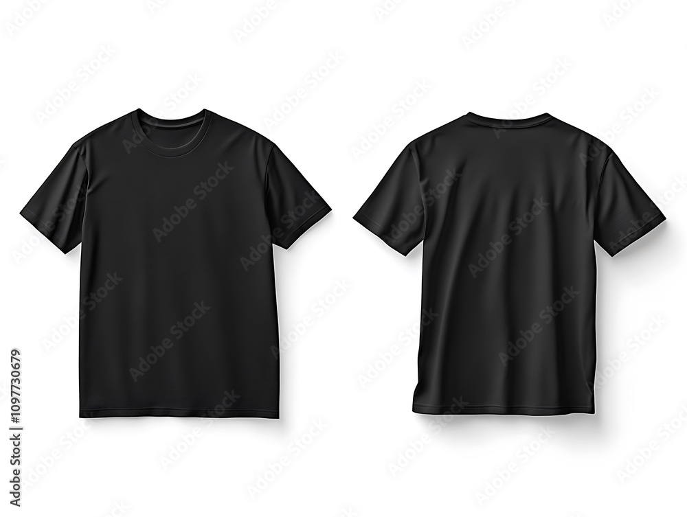 Basic Black T-Shirt Mockup Displaying Front and Back Views Basic Black T-Shirt Mockup Displaying Front and Back Views