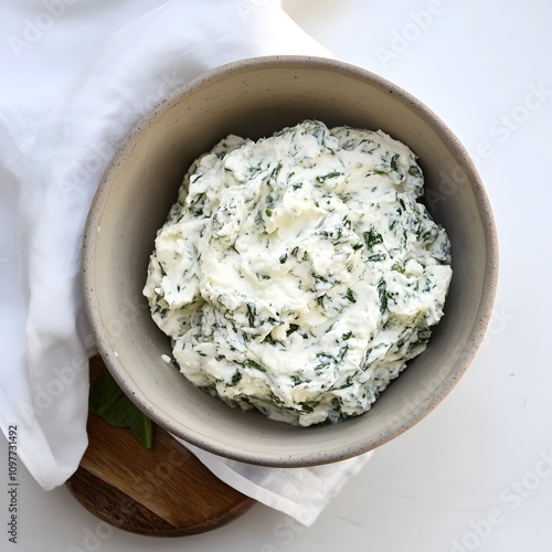 Fresh Creamy riccota cheese spinach Healthy Vegetarian Food photo