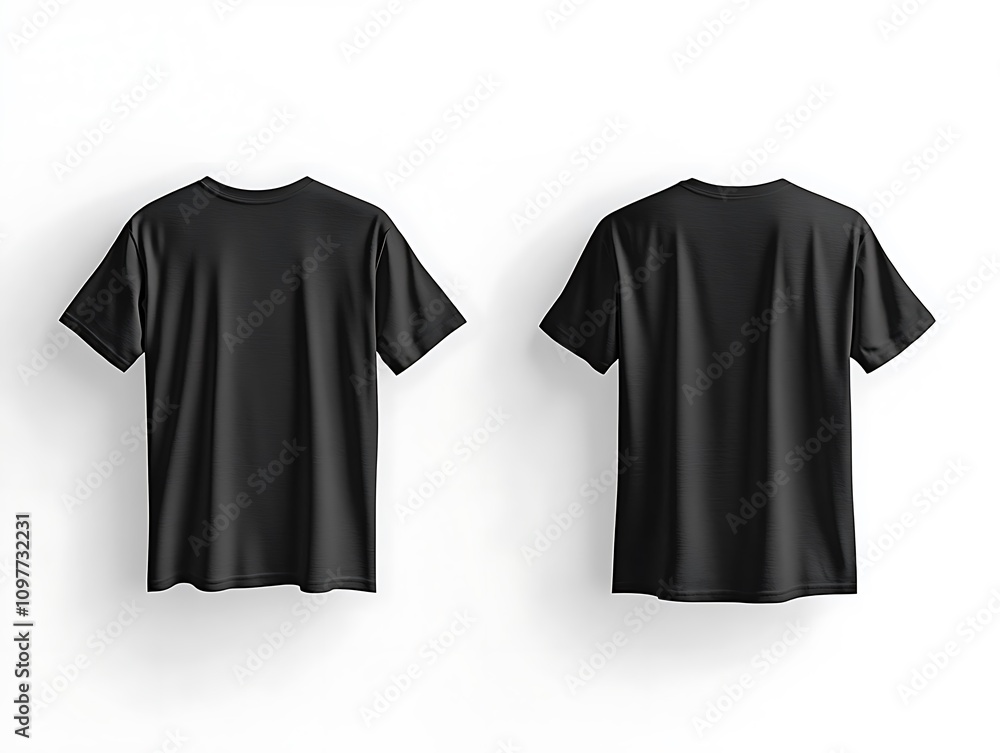 Basic Black T-Shirt Mockup Displaying Front and Back Views Basic Black T-Shirt Mockup Displaying Front and Back Views