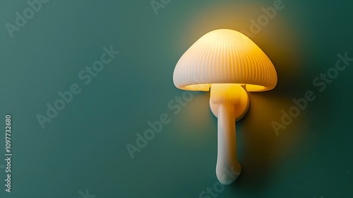 mushroom shaped night light isolate on green background photo