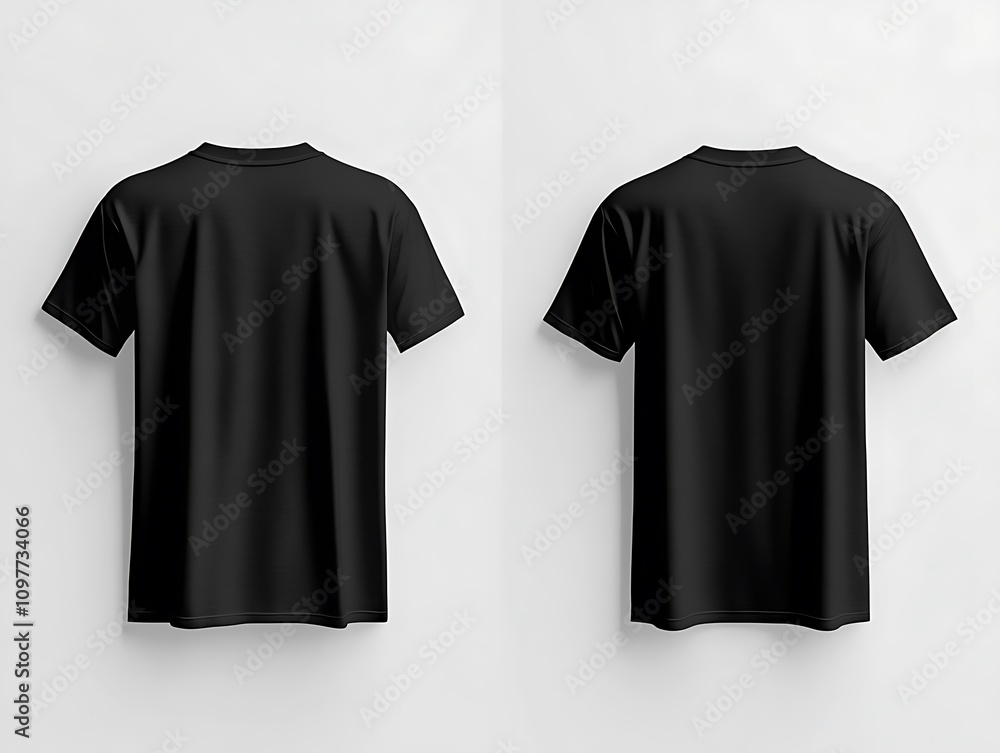 Basic Black T-Shirt Mockup Displaying Front and Back Views Basic Black T-Shirt Mockup Displaying Front and Back Views