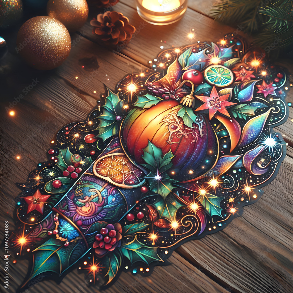 Naklejka premium christmas tree decoration