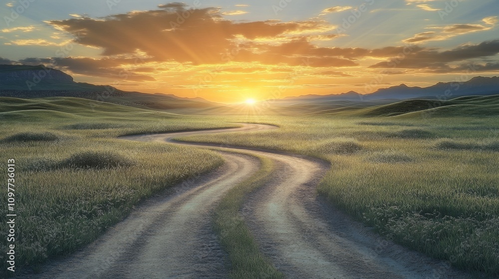 Crucial Decision Point: Fork in Road with Diverging Paths - Opportunities, Change, Dilemma - Digital Illustration Concept Crucial Decision Point: Fork in Road with Diverging Paths - Opportunities, Change, Dilemma - Digital Illustration Concept
