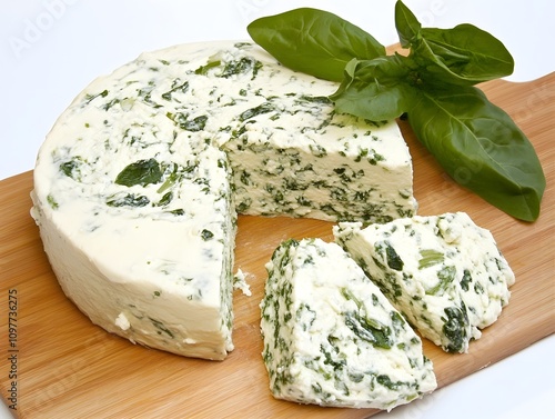 Fresh Cremy riccota cheese spinach Healthy Vegan Food photo