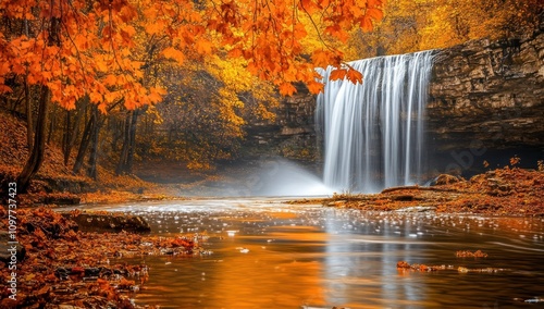 Autumn Waterfall Landscape