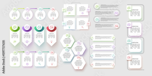 Set of infographic elements visualization vector design template Can be used for steps, options, business process, workflow or diagram Vector illustration