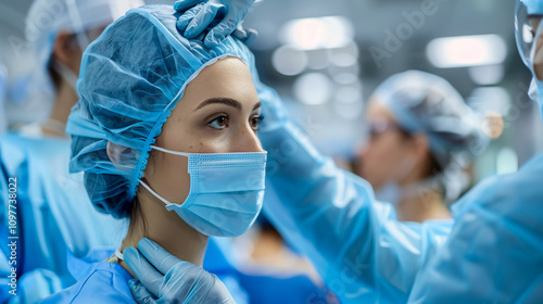 Doctor examining patient�s skin in hospital.