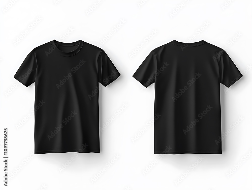 Basic Black T-Shirt Mockup Displaying Front and Back Views Basic Black T-Shirt Mockup Displaying Front and Back Views