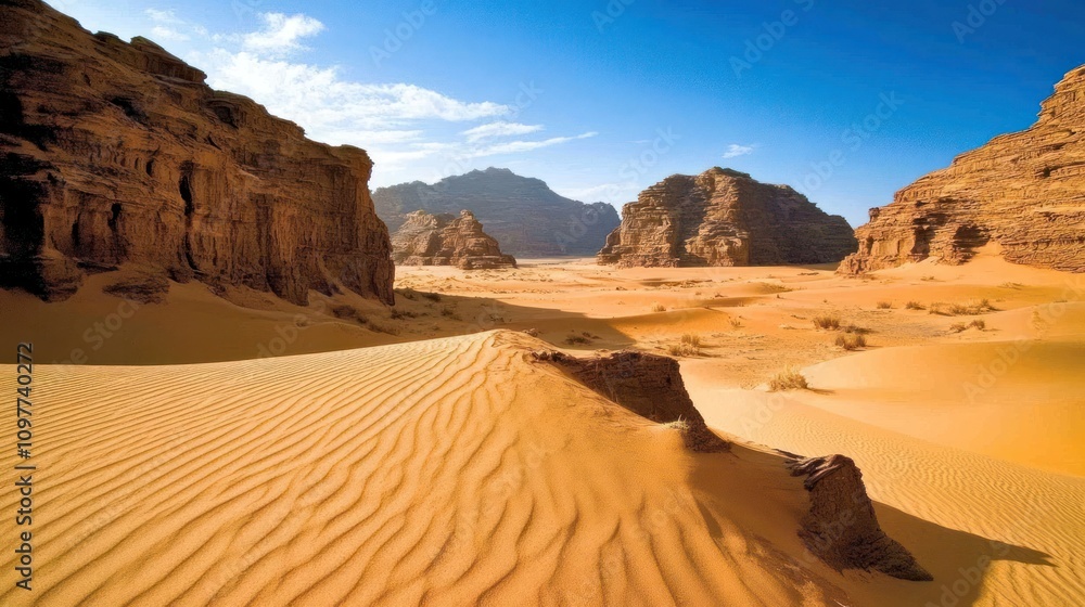Majestic Desert Landscape With Sandstone Formations Majestic Desert Landscape With Sandstone Formations