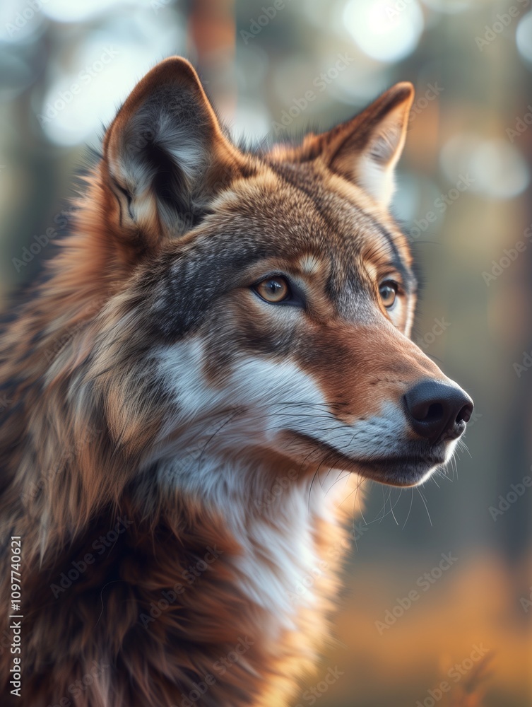 Portrait of a Gray Wolf, Canis lupus, in Its Natural Habitat Portrait of a Gray Wolf, Canis lupus, in Its Natural Habitat