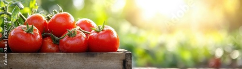 Ripe red tomatoes overflowing from a rustic wooden crate on a simple table a still life of fresh produce
