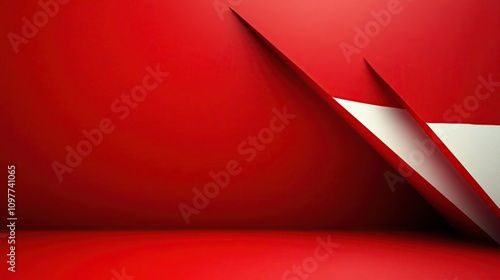 a close up of a red wall with a white paper cut out photo