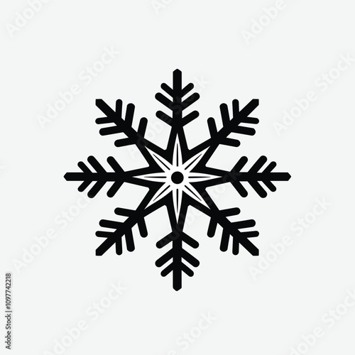 Abstract Black Snowflake Icon – Vector Illustration
