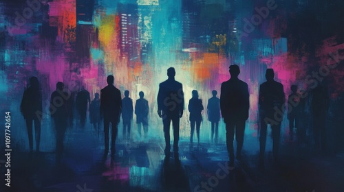 Abstract Digital Painting: Dark Silhouette Manipulating Crowd - Media Influence on Psychology and Politics Illustrated
