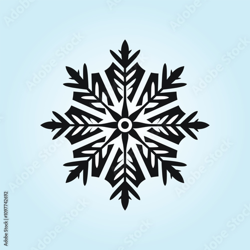 Abstract Black Snowflake Icon – Vector Illustration
