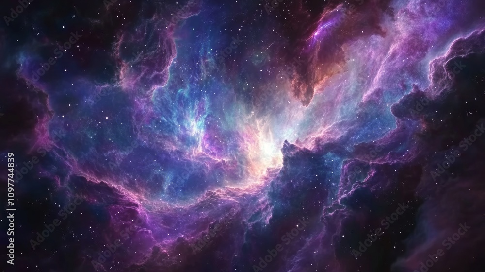 A highly detailed nebula, captured by a futuristic space telescope, with swirling clouds of gas and vivid colors, stars forming, and the structure of the galaxy visible in the background. A highly detailed nebula, captured by a futuristic space telescope, with swirling clouds of gas and vivid colors, stars forming, and the structure of the galaxy visible in the background.