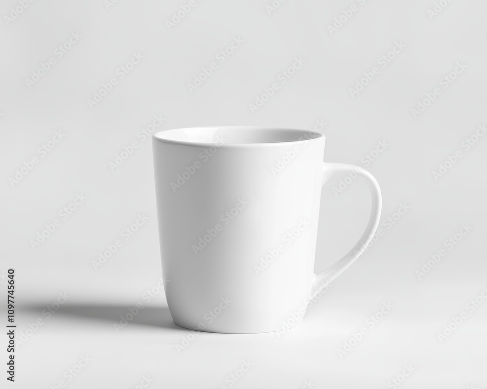 Obraz premium White Ceramic Coffee Mug on a Light Gray Background