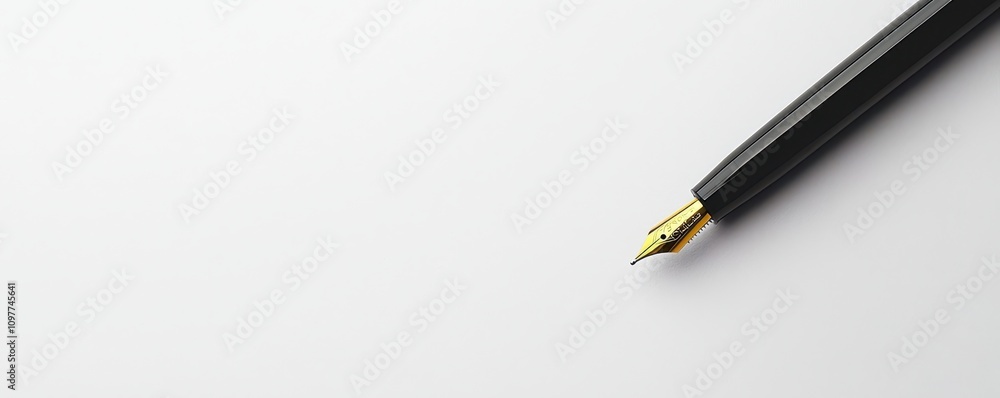 Elegant Fountain Pen on Minimalist White Background for Writing Elegant Fountain Pen on Minimalist White Background for Writing