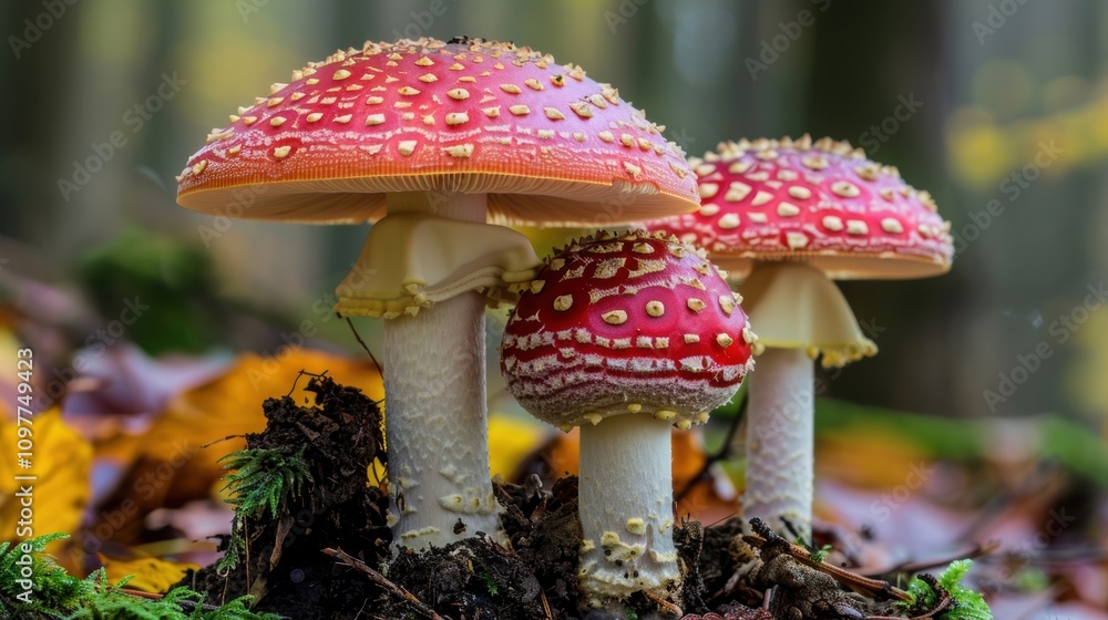 Fototapeta premium Mushroom depicted on a plain background, beautiful fungi macro. Background placid, mushroom vivid.