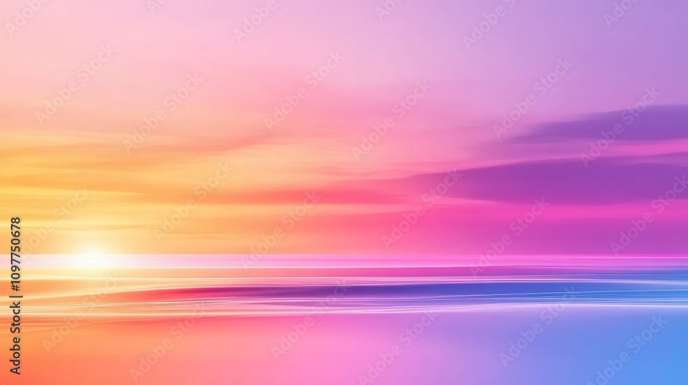 Serene Pastel Sunset Sky Ocean Calm Tranquil Dreamy Background Serene Pastel Sunset Sky Ocean Calm Tranquil Dreamy Background